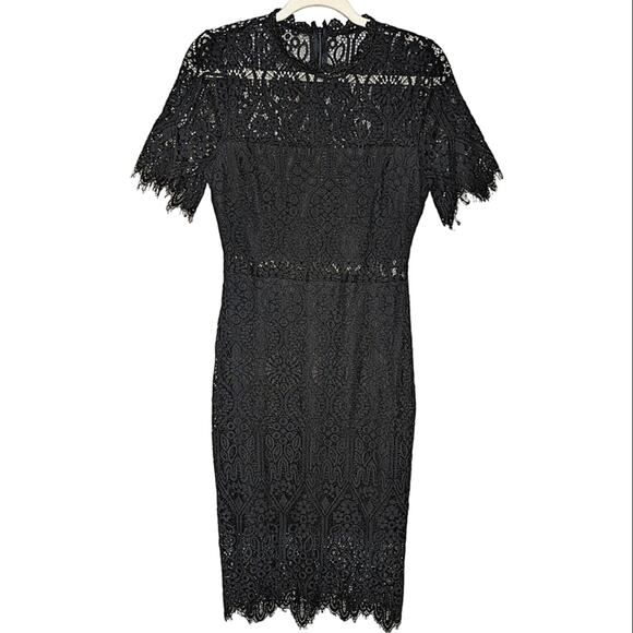 Lulus Remarkable Black Lace Peek A Boo Eyelash Fringe Trim Midi Dress Medium - Picture 5 of 10